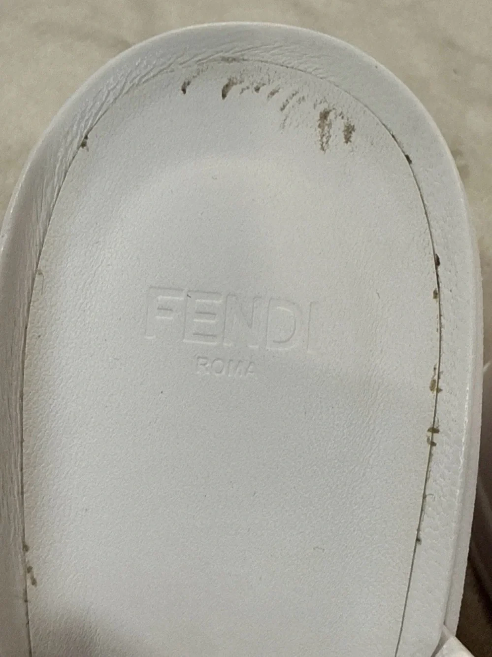 Fendi White Embossed Logo Platform Wedges